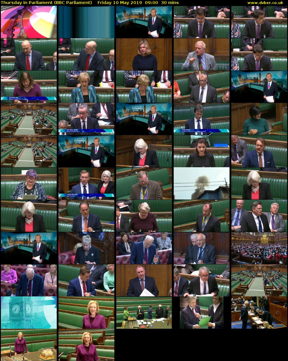 Thursday in Parliament (BBC Parliament) Friday 10 May 2019 09:00 - 09:30