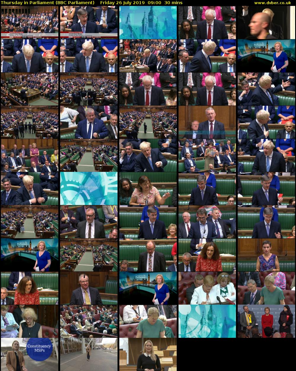 Thursday in Parliament (BBC Parliament) Friday 26 July 2019 09:00 - 09:30