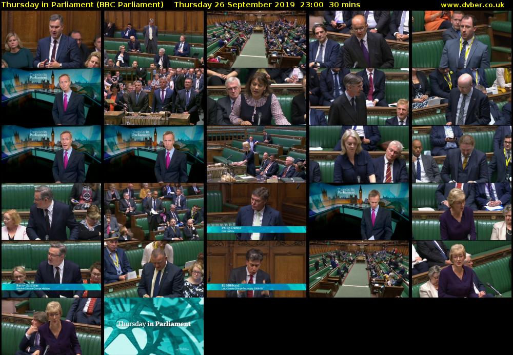 Thursday in Parliament (BBC Parliament) Thursday 26 September 2019 23:00 - 23:30