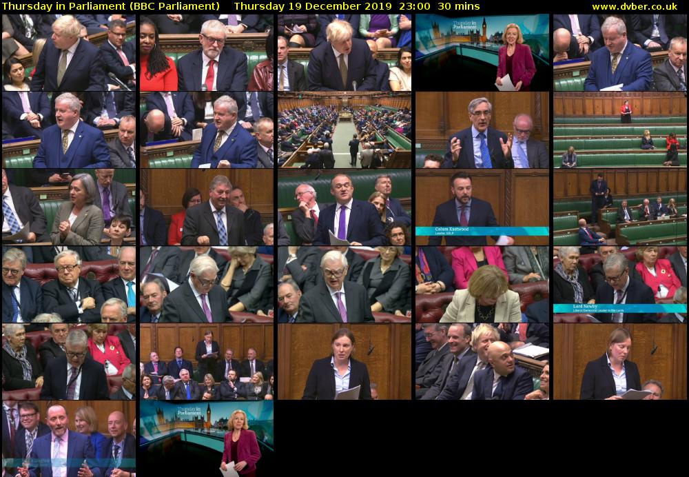 Thursday in Parliament (BBC Parliament) Thursday 19 December 2019 23:00 - 23:30