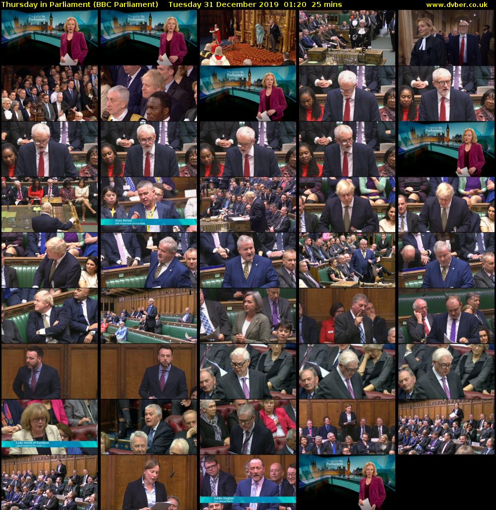 Thursday in Parliament (BBC Parliament) Tuesday 31 December 2019 01:20 - 01:45