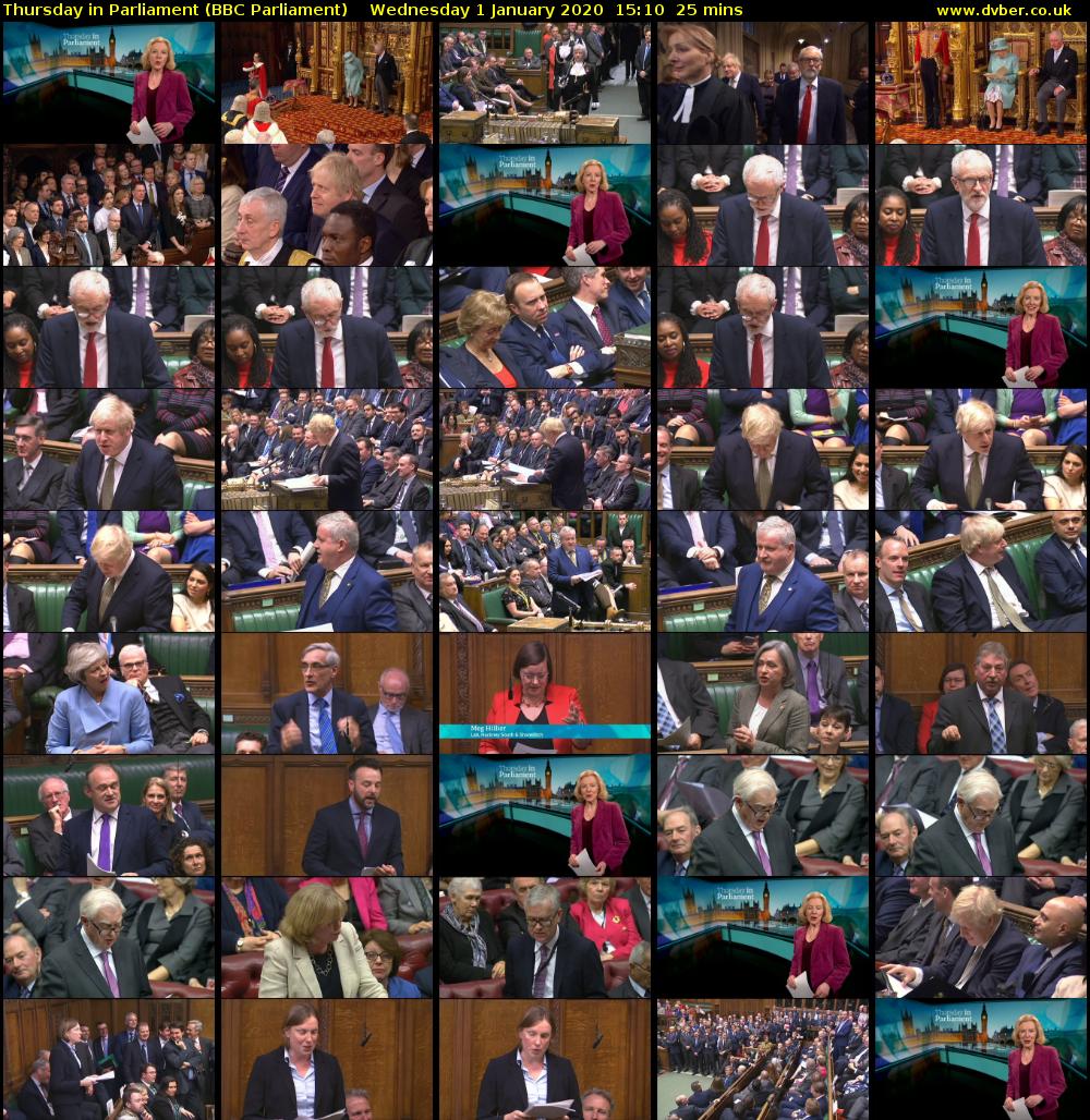 Thursday in Parliament (BBC Parliament) Wednesday 1 January 2020 15:10 - 15:35