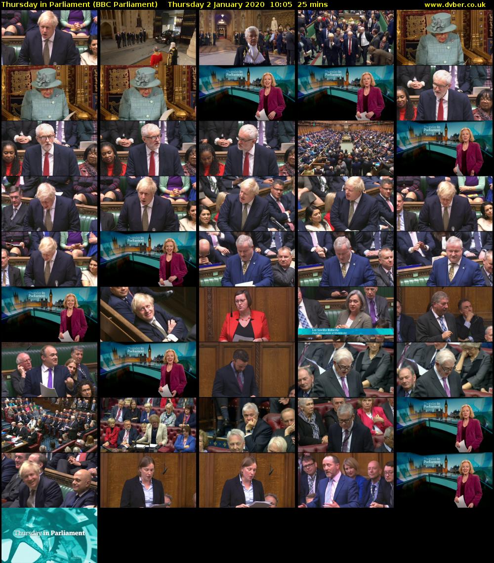 Thursday in Parliament (BBC Parliament) Thursday 2 January 2020 10:05 - 10:30