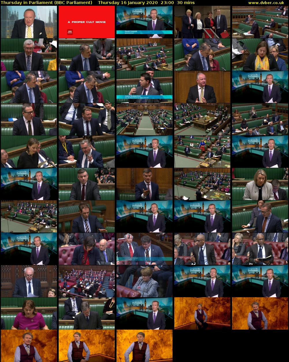 Thursday in Parliament (BBC Parliament) Thursday 16 January 2020 23:00 - 23:30