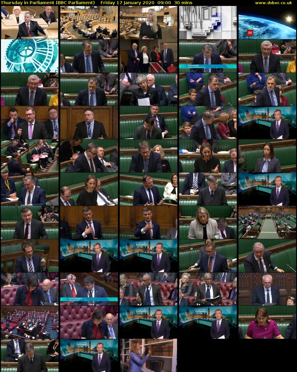 Thursday in Parliament (BBC Parliament) Friday 17 January 2020 09:00 - 09:30