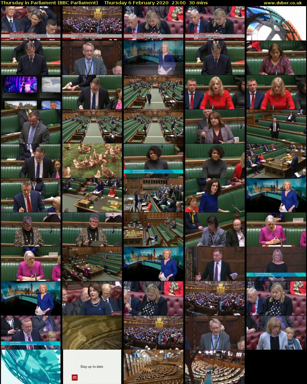Thursday in Parliament (BBC Parliament) Thursday 6 February 2020 23:00 - 23:30