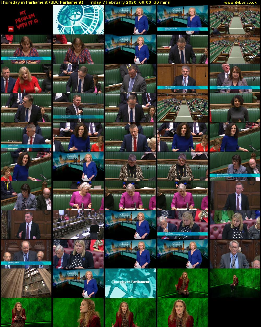 Thursday in Parliament (BBC Parliament) Friday 7 February 2020 09:00 - 09:30