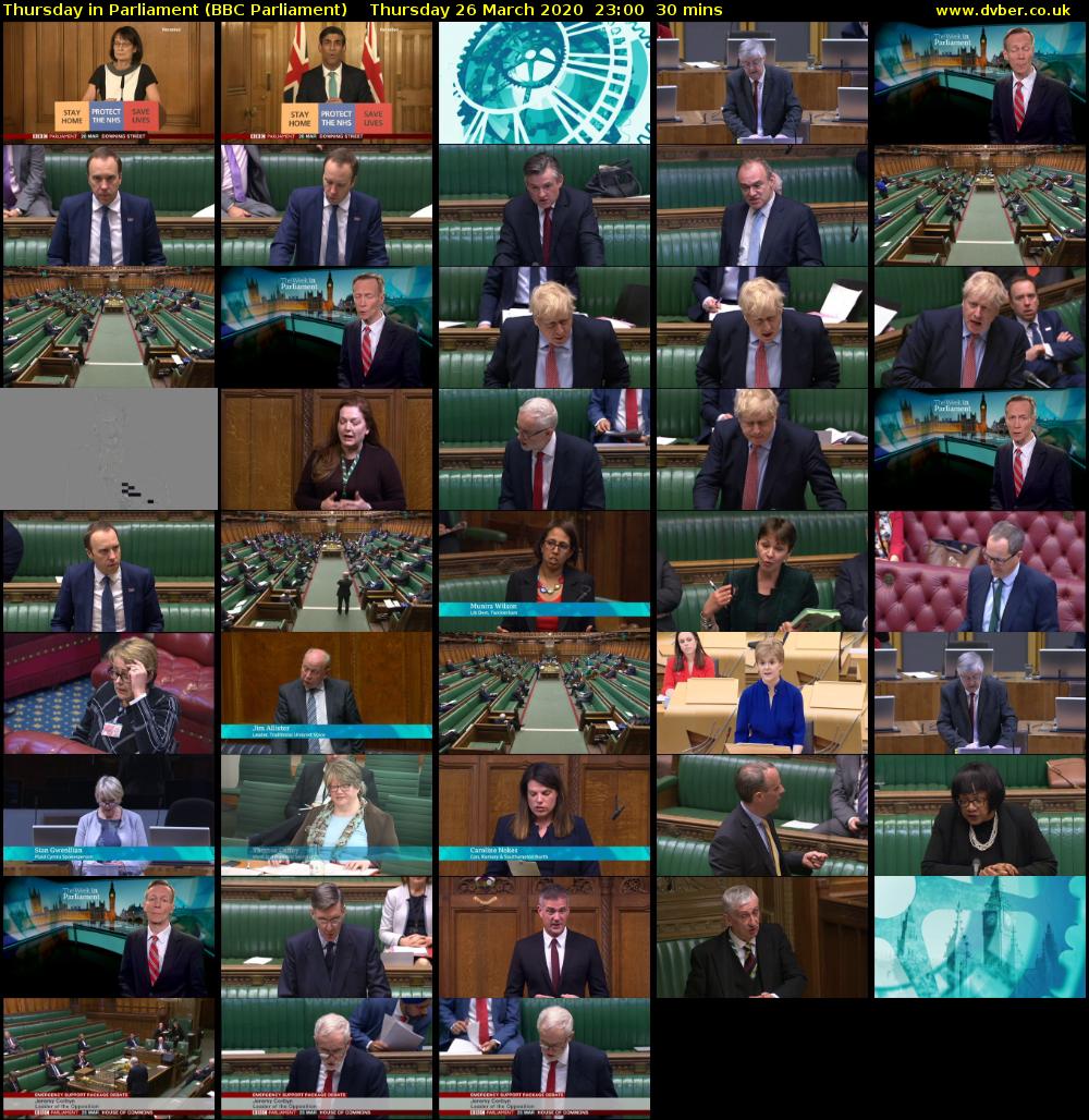 Thursday in Parliament (BBC Parliament) Thursday 26 March 2020 23:00 - 23:30
