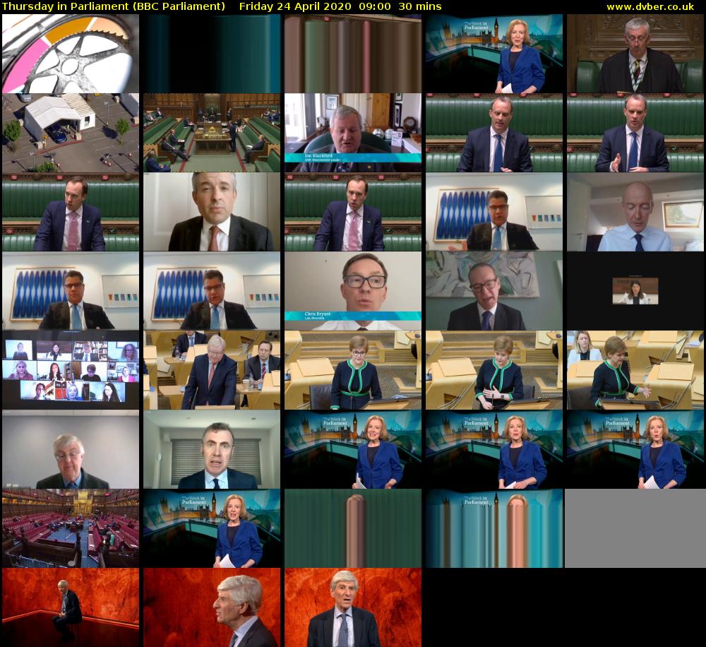 Thursday in Parliament (BBC Parliament) Friday 24 April 2020 09:00 - 09:30