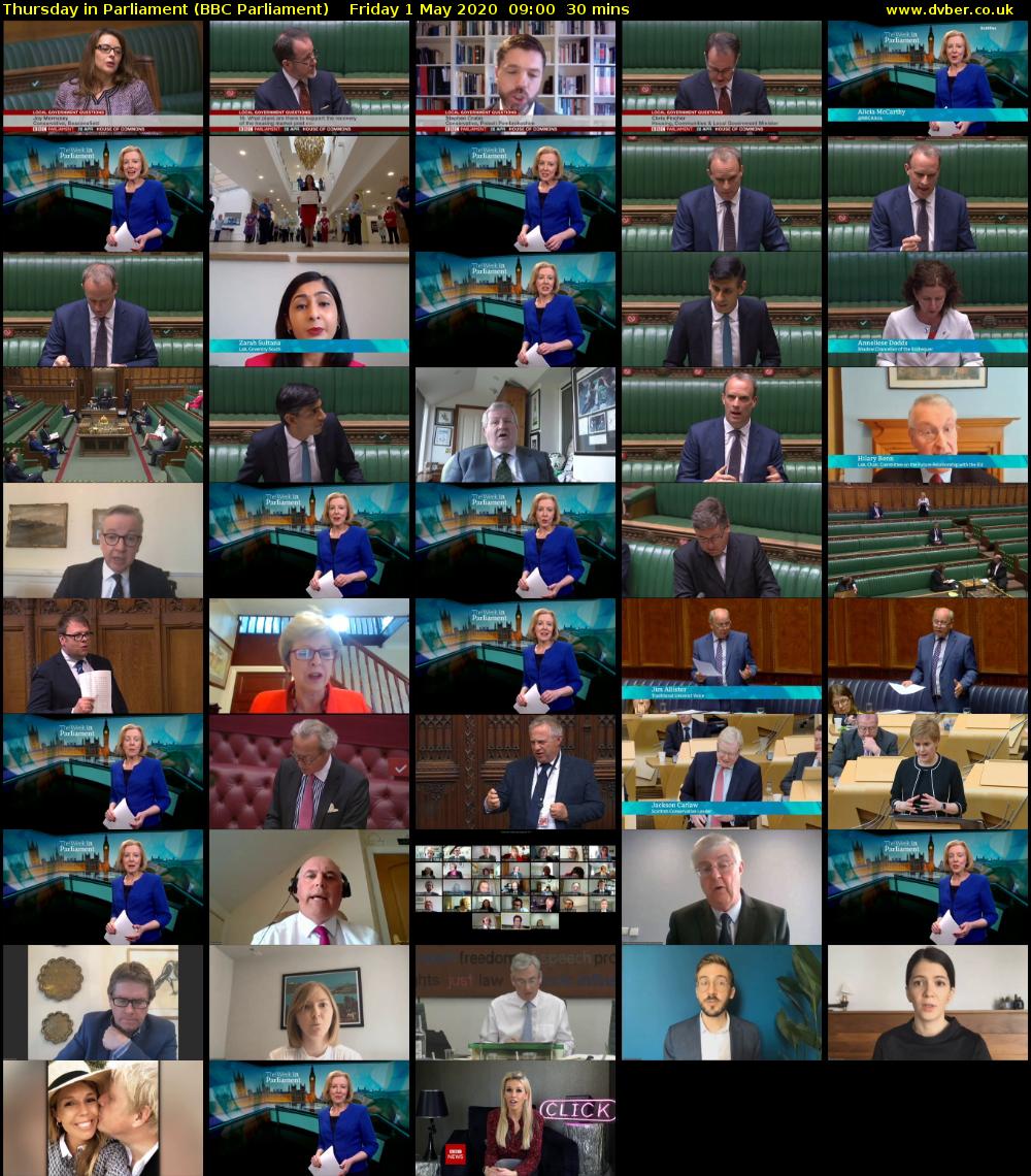 Thursday in Parliament (BBC Parliament) Friday 1 May 2020 09:00 - 09:30