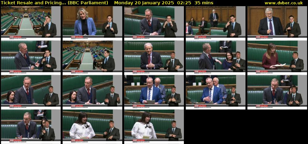 Ticket Resale and Pricing... (BBC Parliament) Monday 20 January 2025 02:25 - 03:00