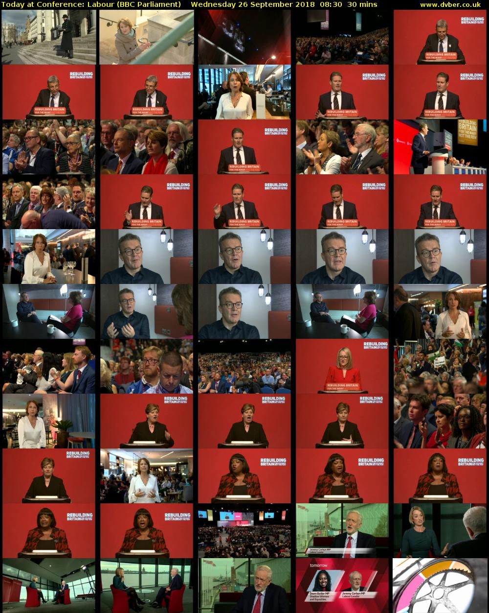 Today at Conference: Labour (BBC Parliament) Wednesday 26 September 2018 08:30 - 09:00