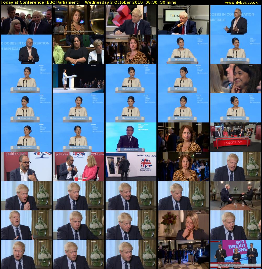 Today at Conference (BBC Parliament) Wednesday 2 October 2019 09:30 - 10:00