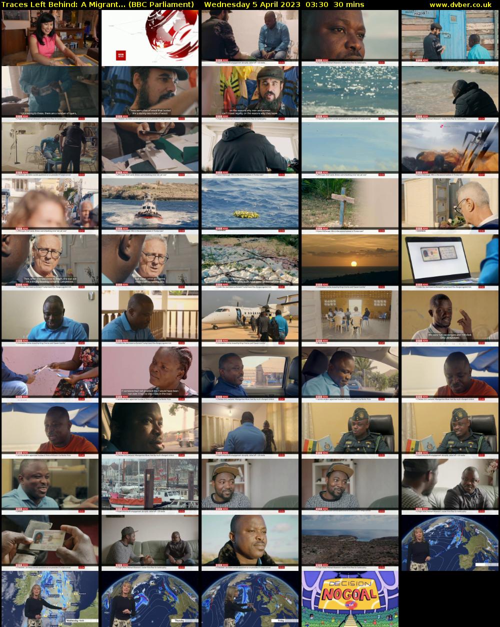 Traces Left Behind: A Migrant... (BBC Parliament) Wednesday 5 April 2023 03:30 - 04:00
