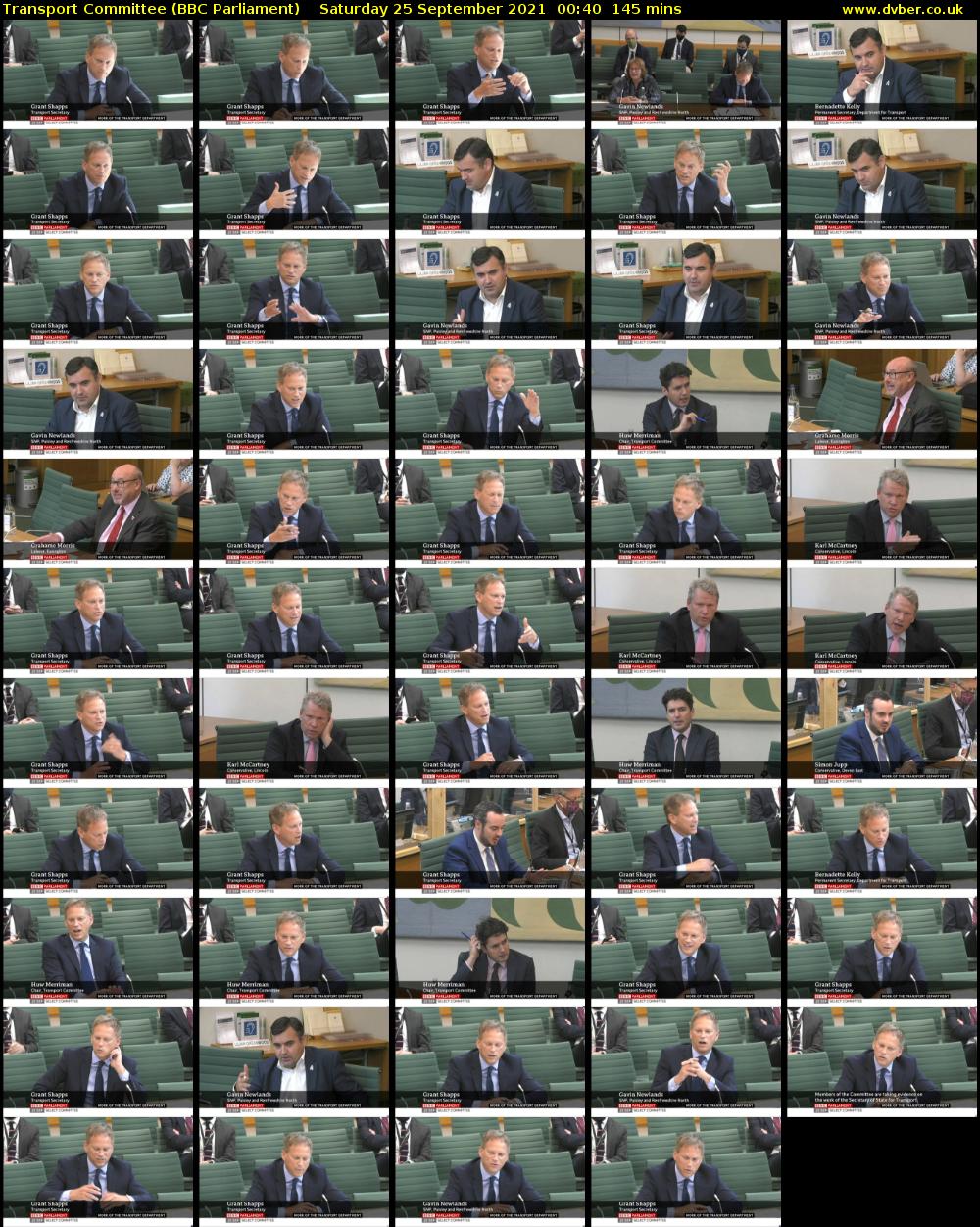 Transport Committee (BBC Parliament) Saturday 25 September 2021 00:40 - 03:05