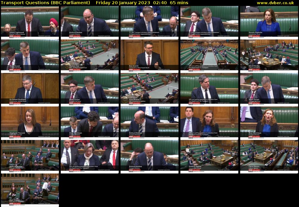 Transport Questions (BBC Parliament) Friday 20 January 2023 02:40 - 03:45