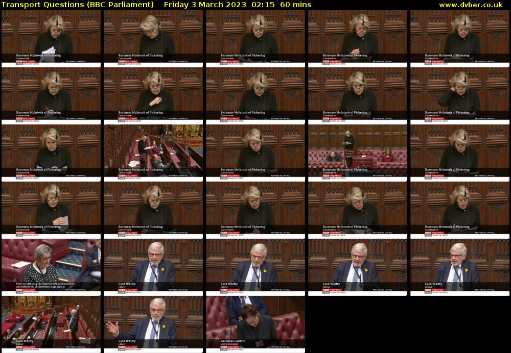 Transport Questions (BBC Parliament) Friday 3 March 2023 02:15 - 03:15
