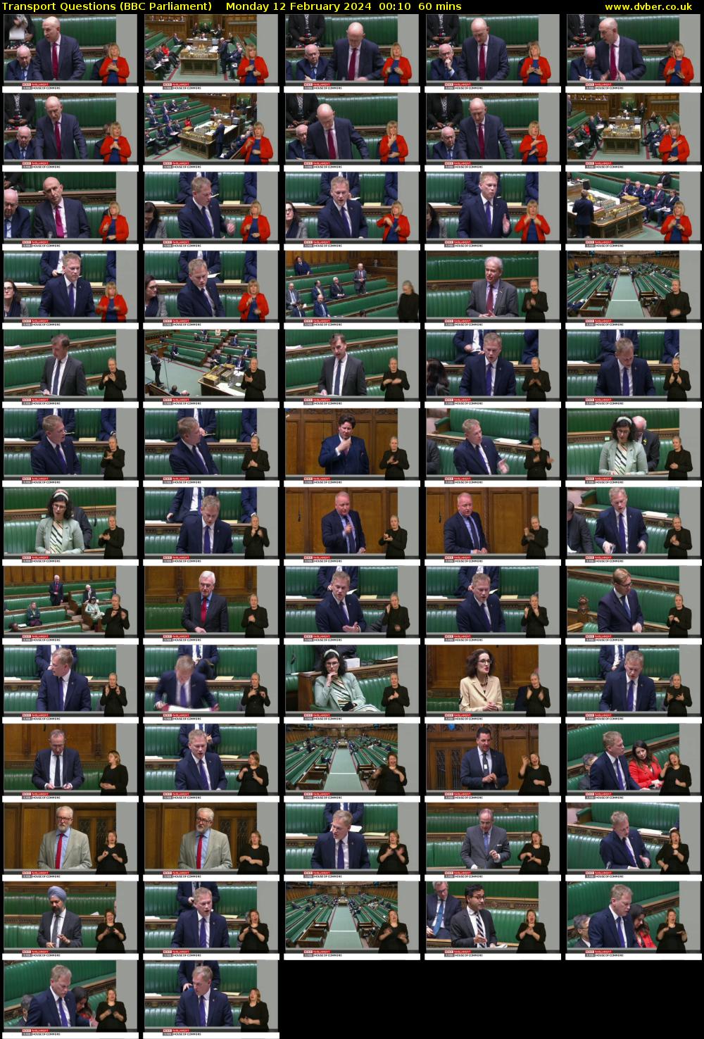 Transport Questions (BBC Parliament) Monday 12 February 2024 00:10 - 01:10
