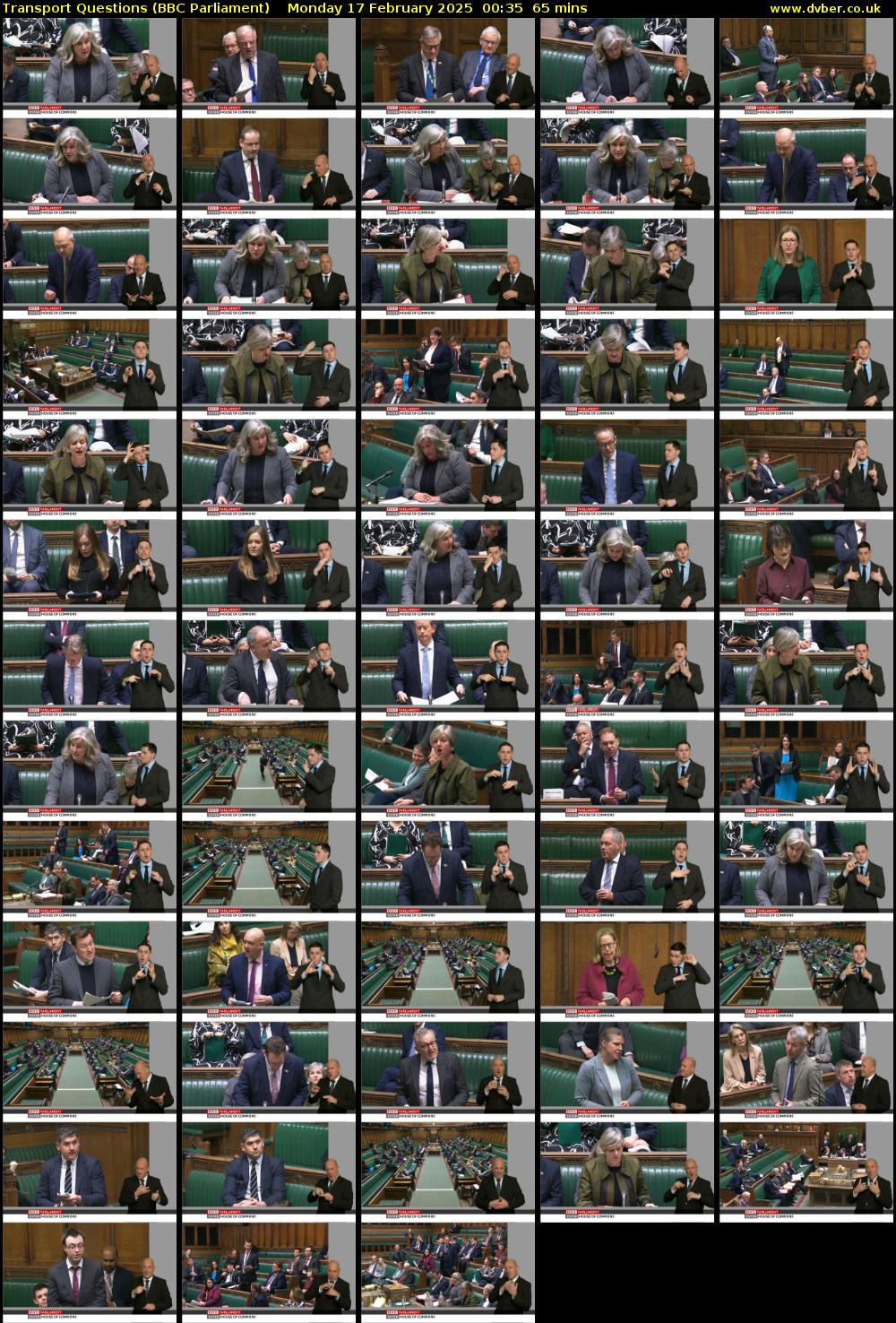 Transport Questions (BBC Parliament) Monday 17 February 2025 00:35 - 01:40