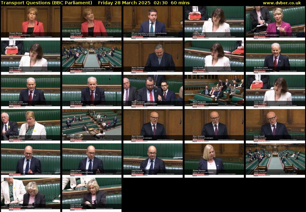Transport Questions (BBC Parliament) Friday 28 March 2025 02:30 - 03:30