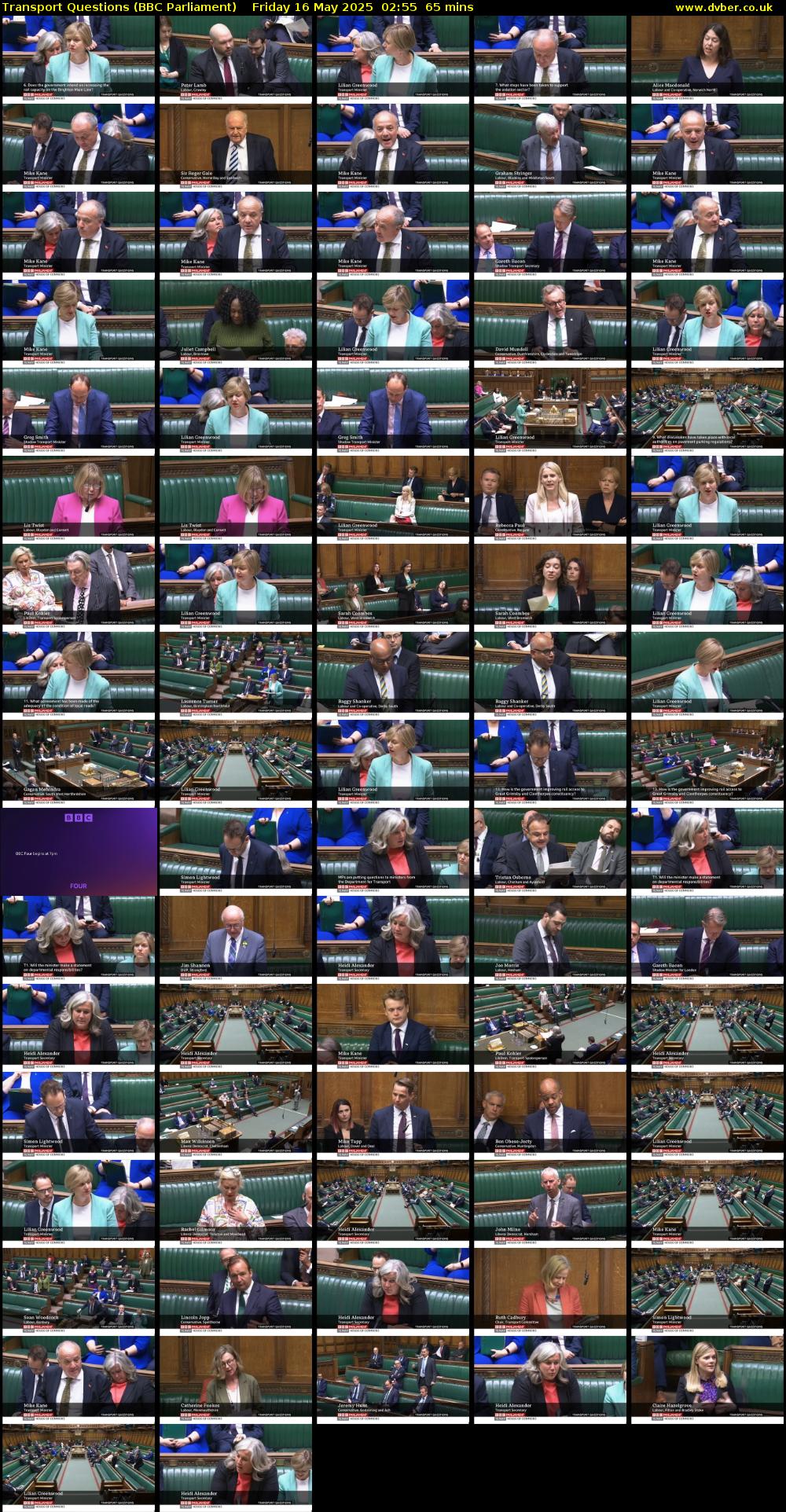 Transport Questions (BBC Parliament) Friday 16 May 2025 02:55 - 04:00