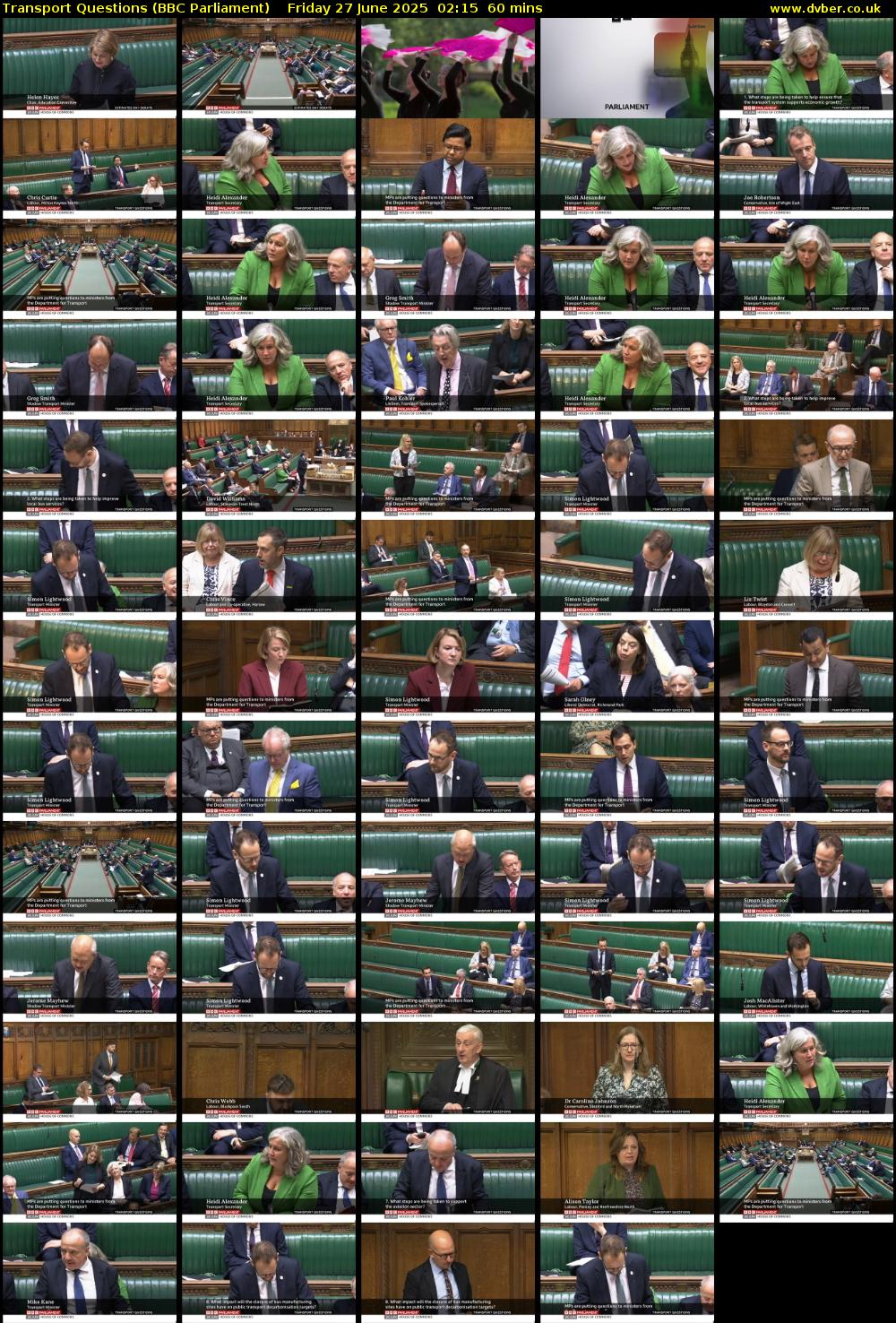 Transport Questions (BBC Parliament) Friday 27 June 2025 02:15 - 03:15