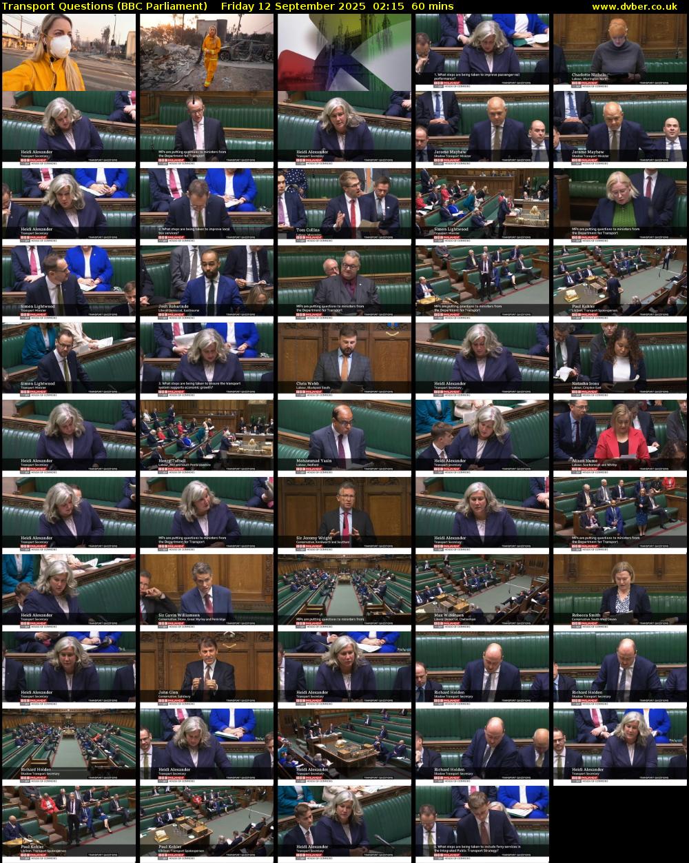 Transport Questions (BBC Parliament) Friday 12 September 2025 02:15 - 03:15