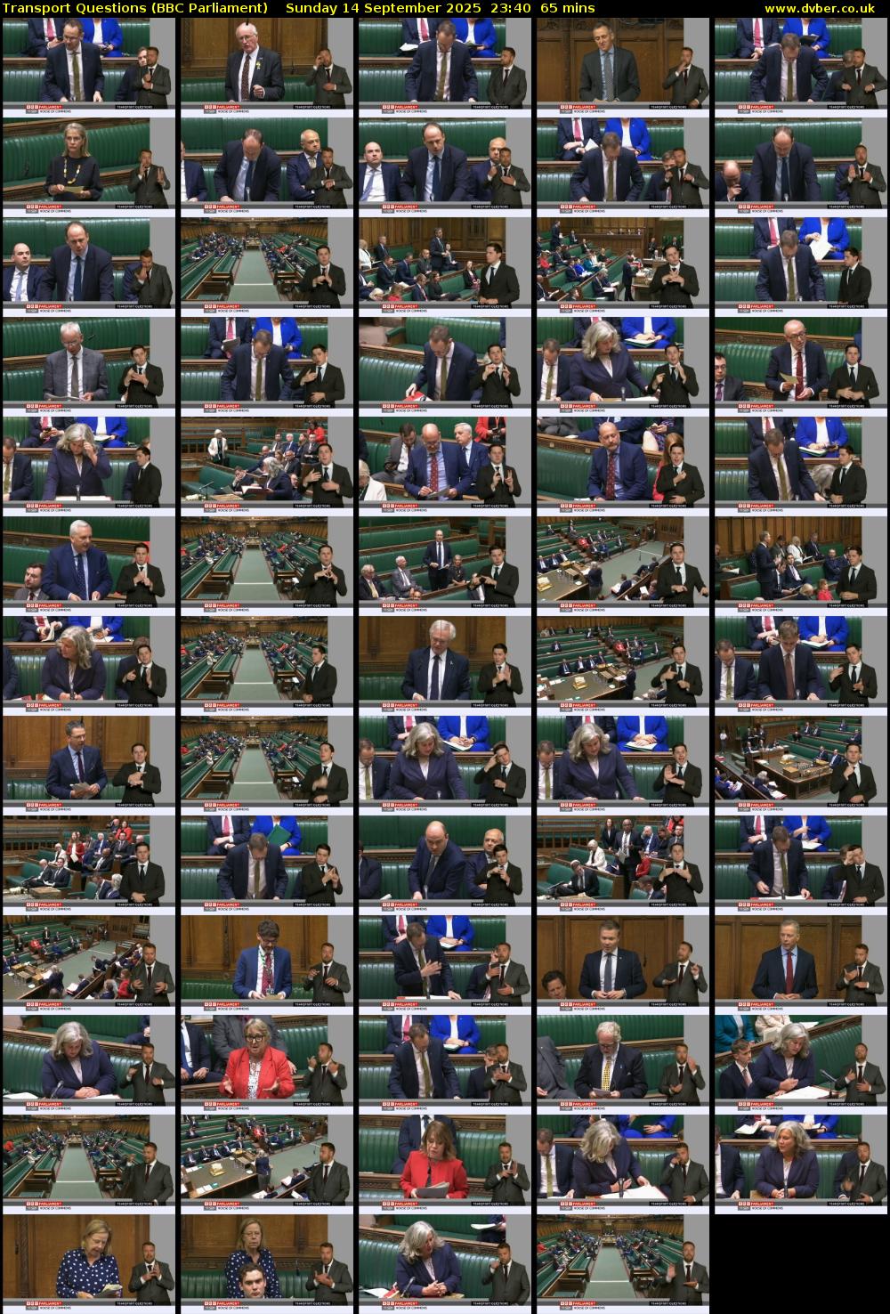 Transport Questions (BBC Parliament) Sunday 14 September 2025 23:40 - 00:45