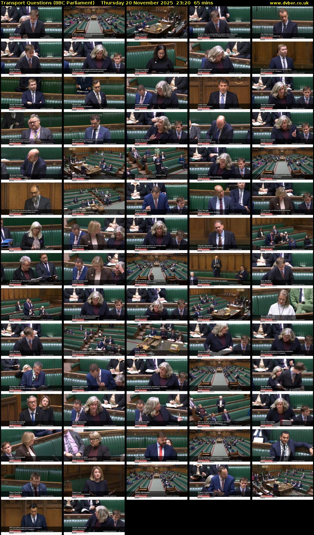 Transport Questions (BBC Parliament) Thursday 20 November 2025 23:20 - 00:25