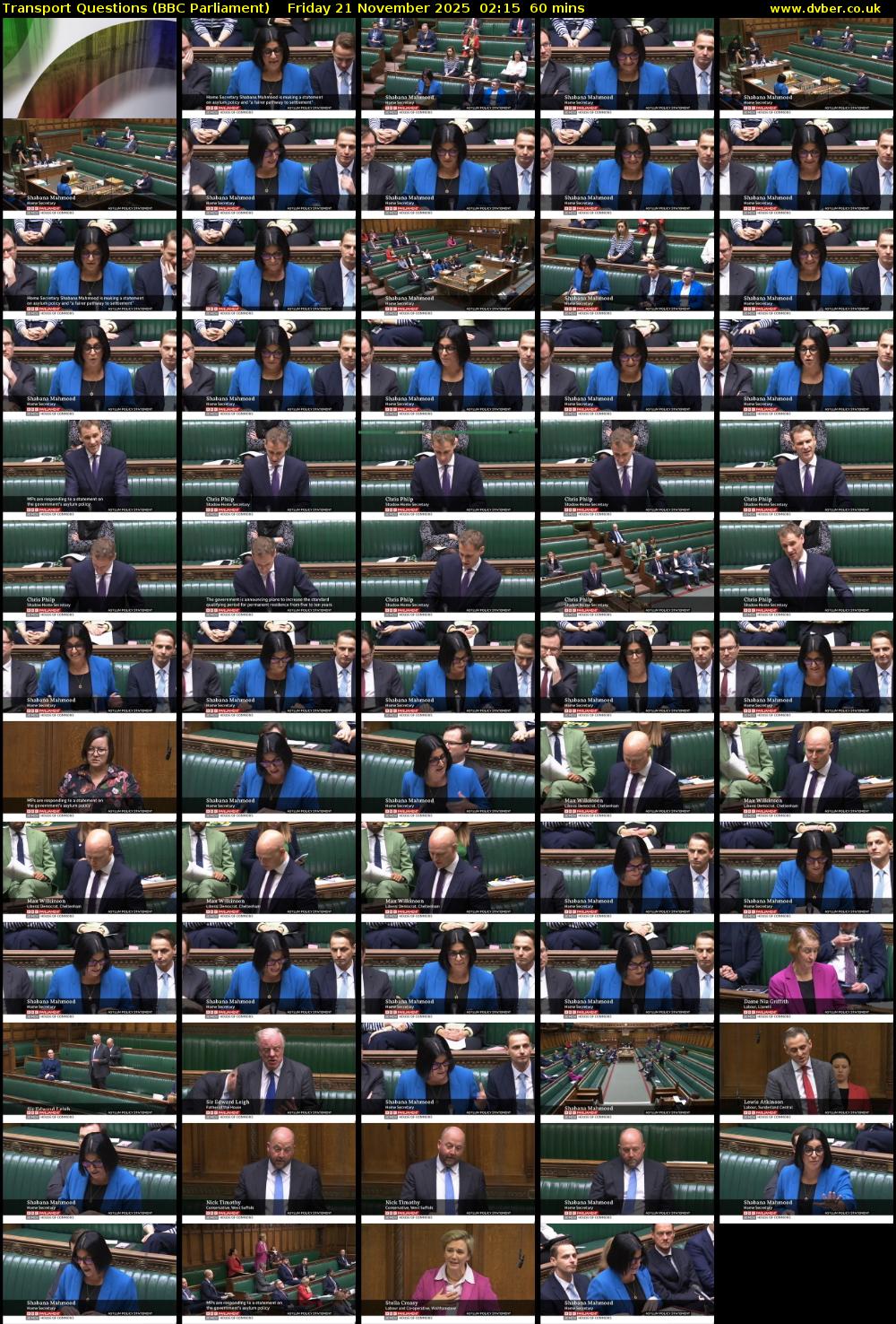 Transport Questions (BBC Parliament) Friday 21 November 2025 02:15 - 03:15