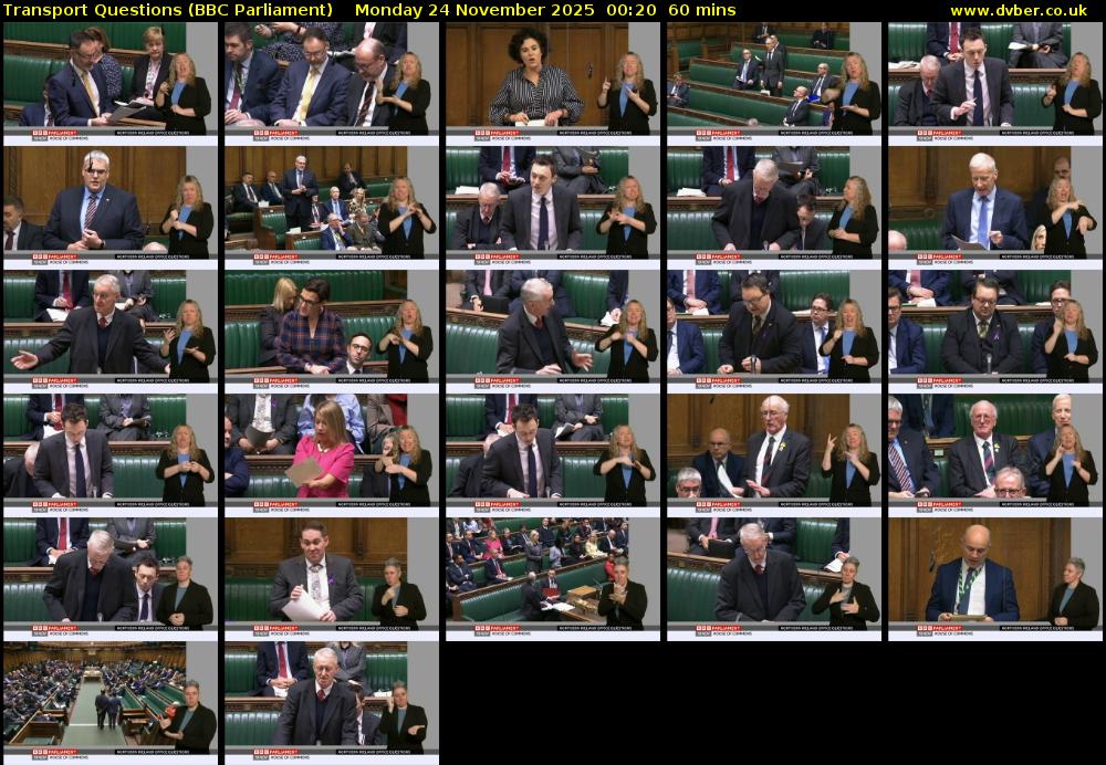 Transport Questions (BBC Parliament) Monday 24 November 2025 00:20 - 01:20