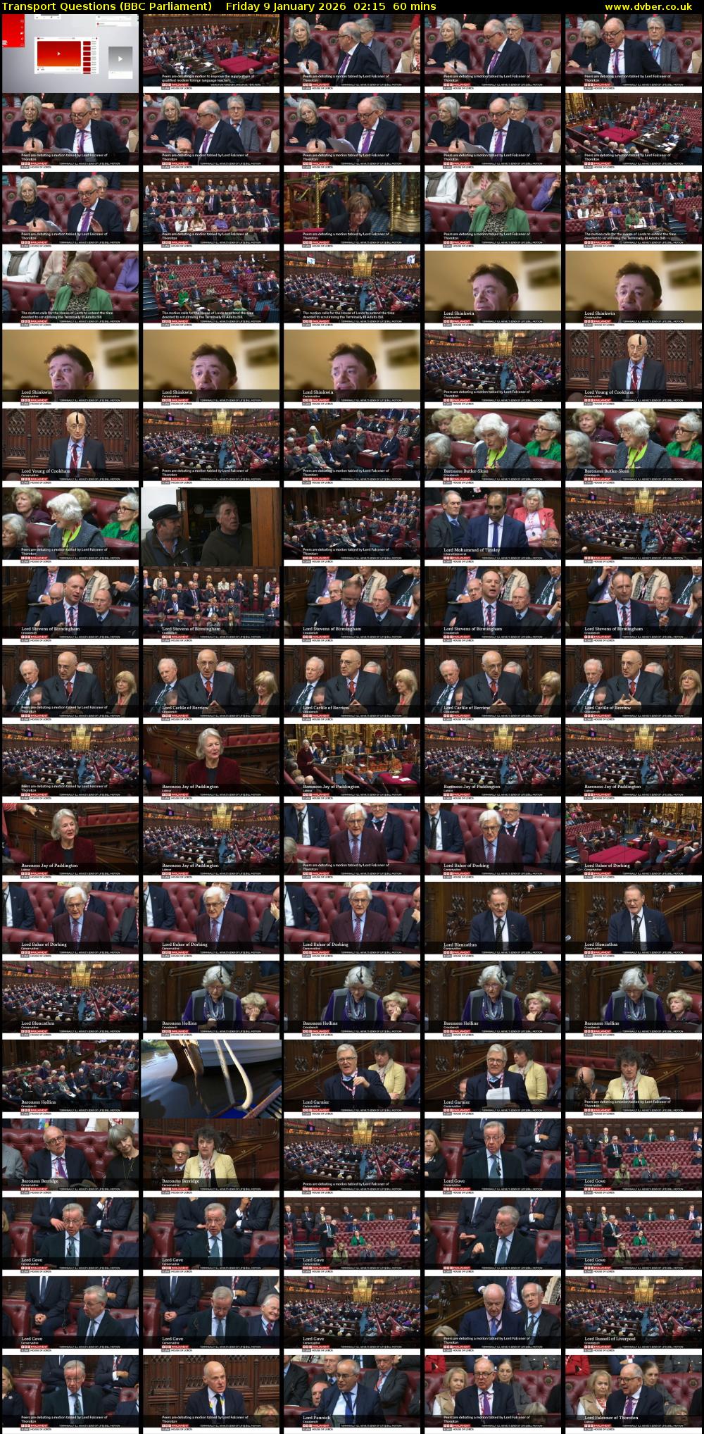 Transport Questions (BBC Parliament) Friday 9 January 2026 02:15 - 03:15