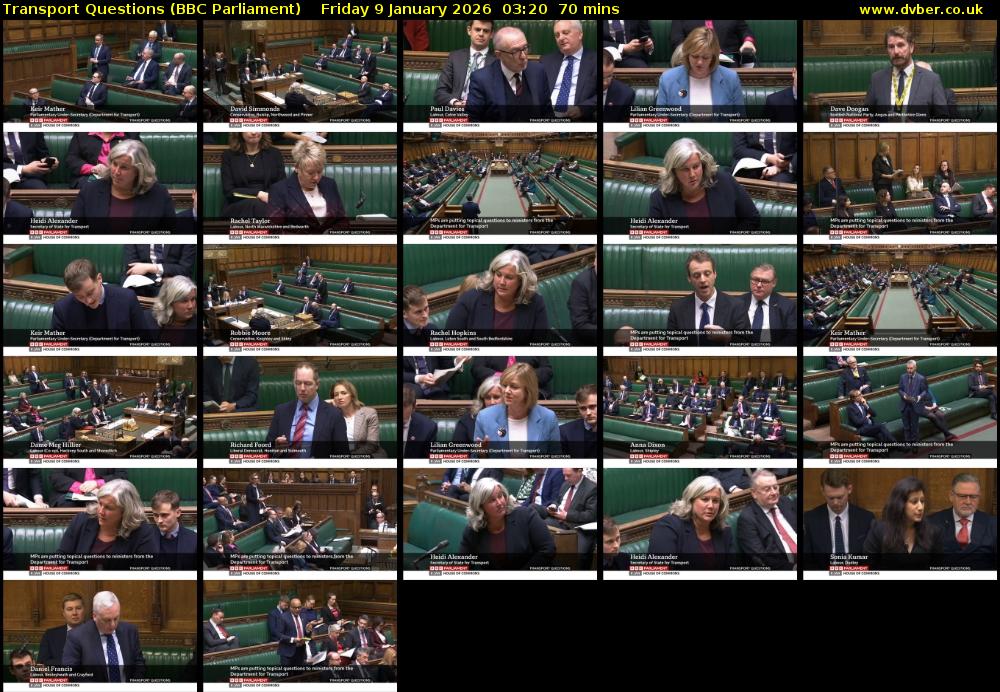 Transport Questions (BBC Parliament) Friday 9 January 2026 03:20 - 04:30