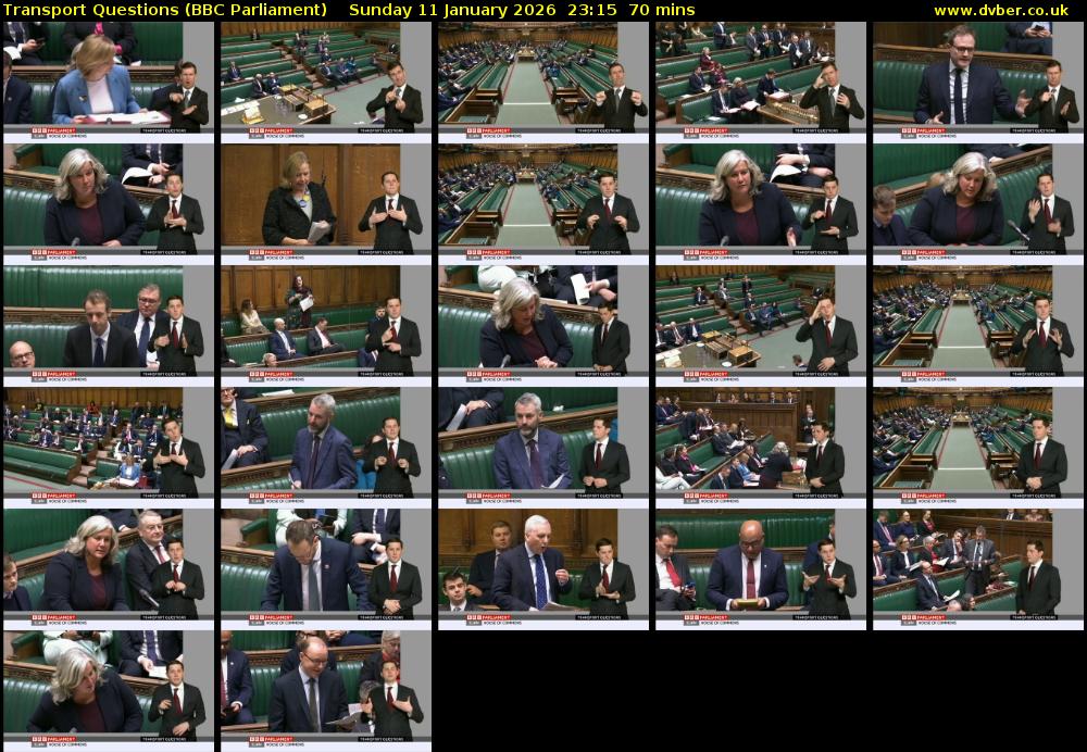 Transport Questions (BBC Parliament) Sunday 11 January 2026 23:15 - 00:25