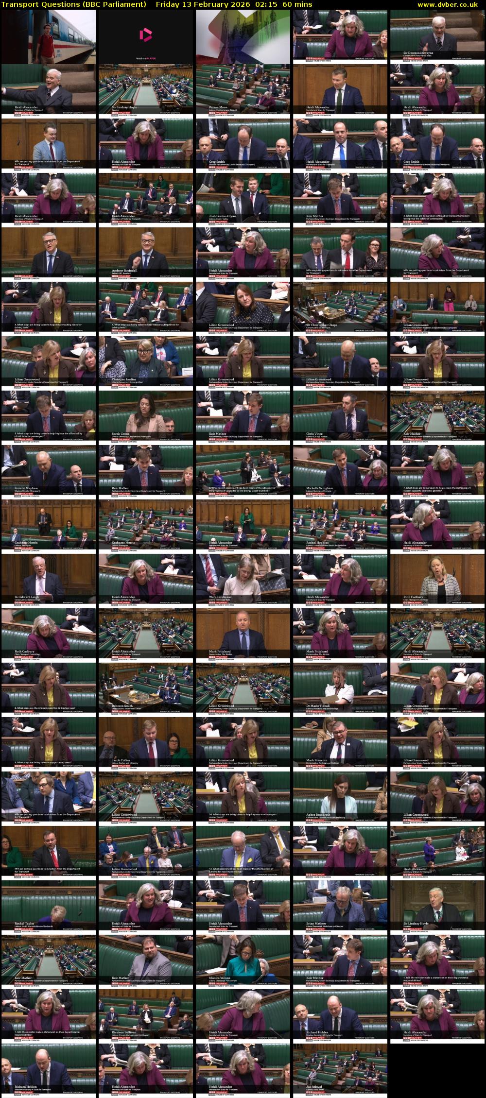 Transport Questions (BBC Parliament) Friday 13 February 2026 02:15 - 03:15