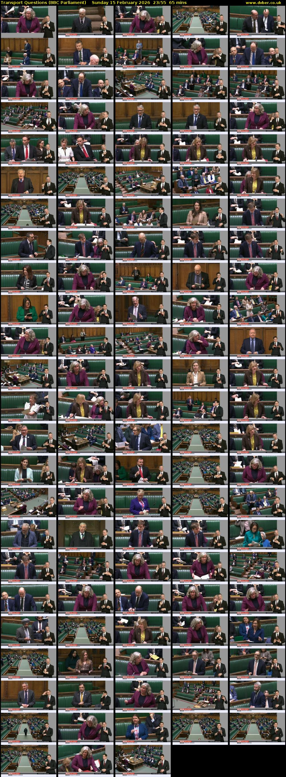 Transport Questions (BBC Parliament) Sunday 15 February 2026 23:55 - 01:00
