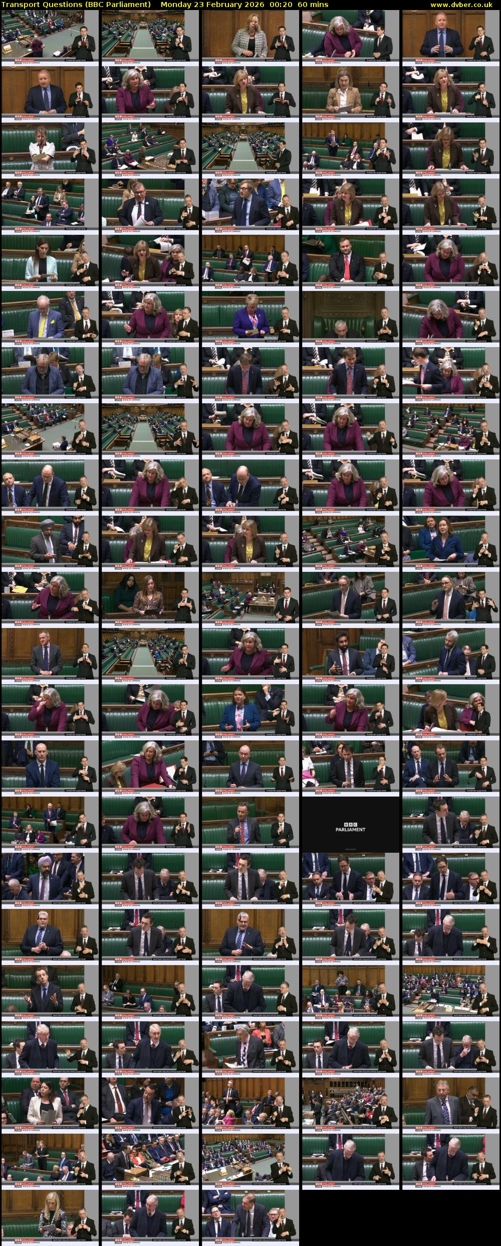 Transport Questions (BBC Parliament) Monday 23 February 2026 00:20 - 01:20
