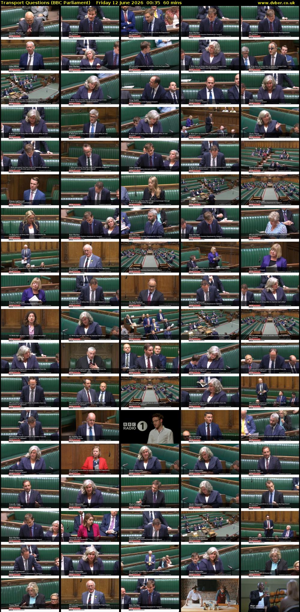 Transport Questions (BBC Parliament) Friday 12 June 2026 00:35 - 01:35