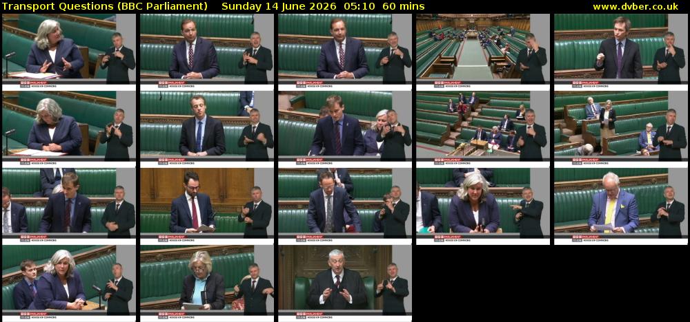 Transport Questions (BBC Parliament) Sunday 14 June 2026 05:10 - 06:10