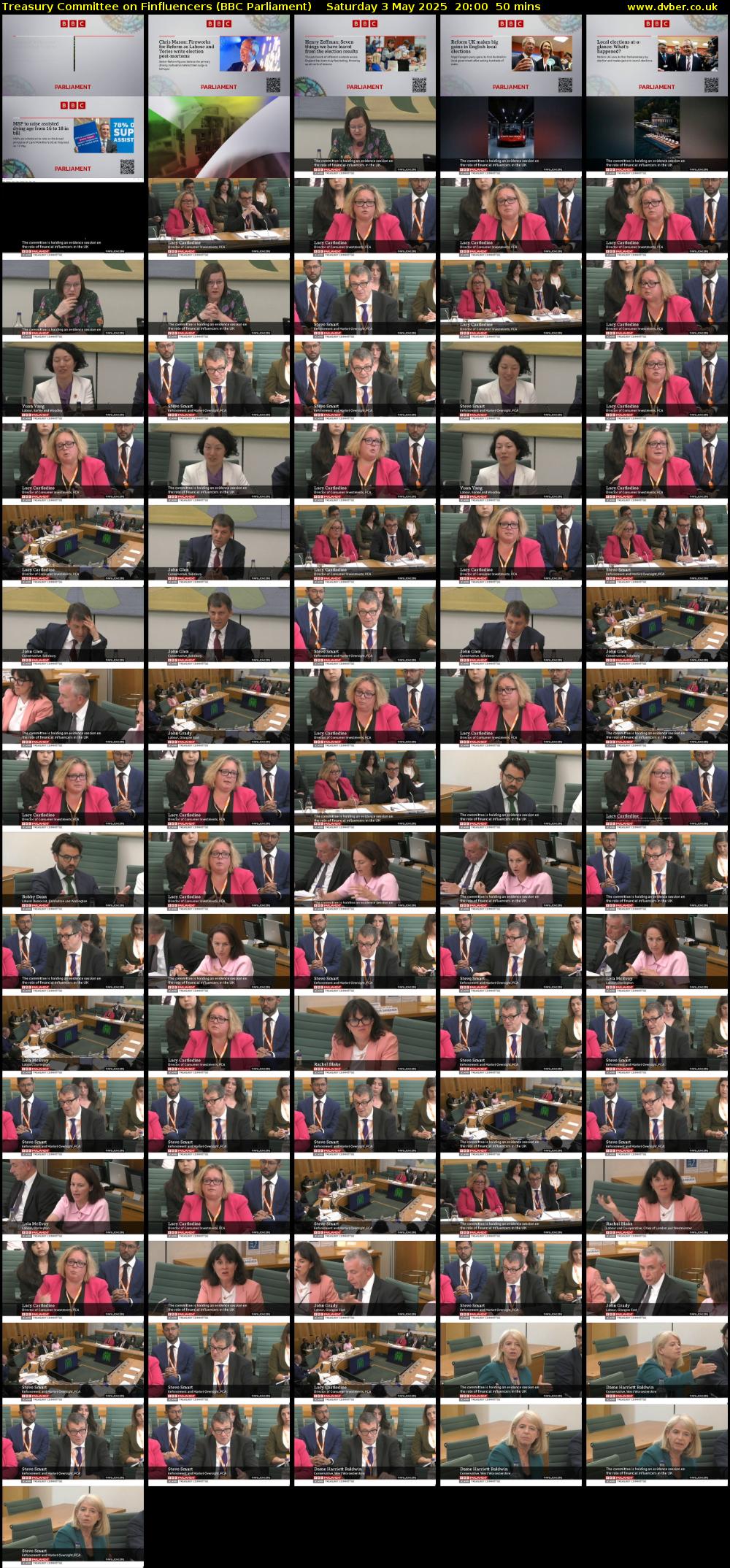 Treasury Committee on Finfluencers (BBC Parliament) Saturday 3 May 2025 20:00 - 20:50