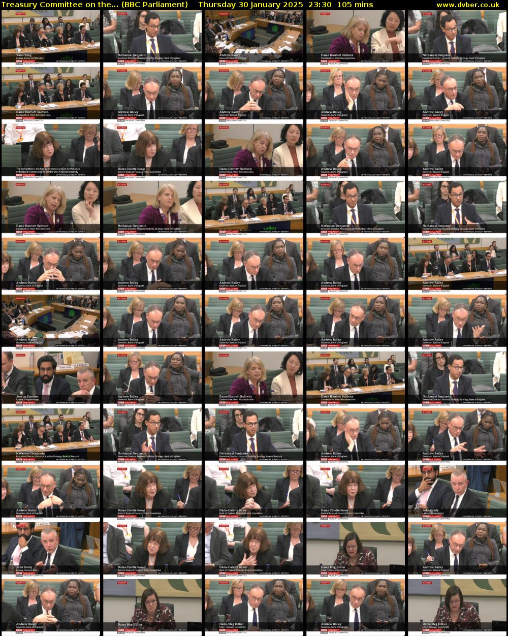 Treasury Committee on the... (BBC Parliament) Thursday 30 January 2025 23:30 - 01:15