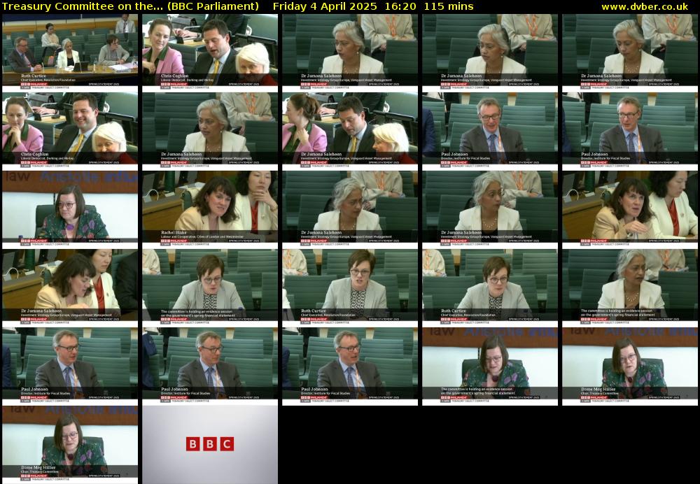 Treasury Committee on the... (BBC Parliament) Friday 4 April 2025 16:20 - 18:15
