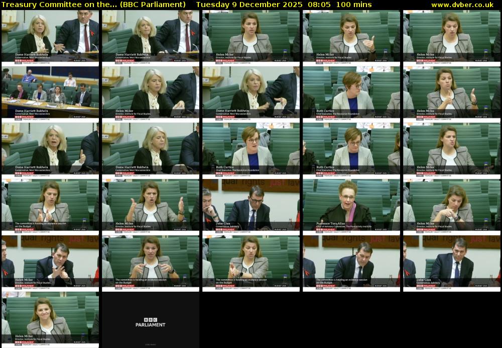 Treasury Committee on the... (BBC Parliament) Tuesday 9 December 2025 08:05 - 09:45