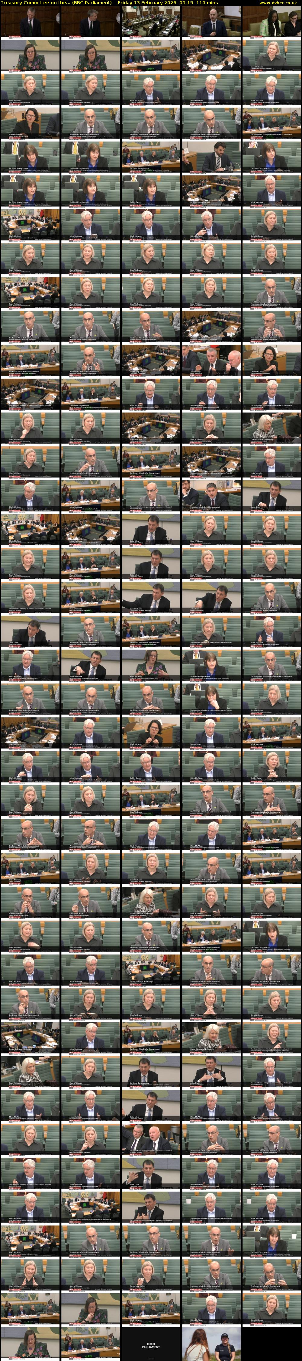Treasury Committee on the... (BBC Parliament) Friday 13 February 2026 09:15 - 11:05