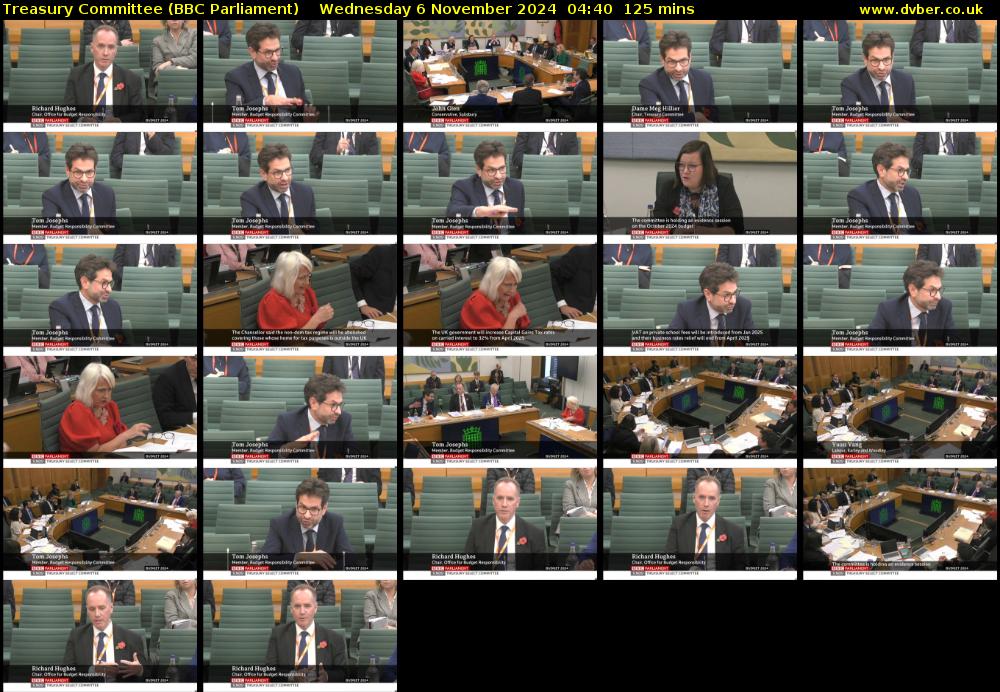 Treasury Committee (BBC Parliament) Wednesday 6 November 2024 04:40 - 06:45