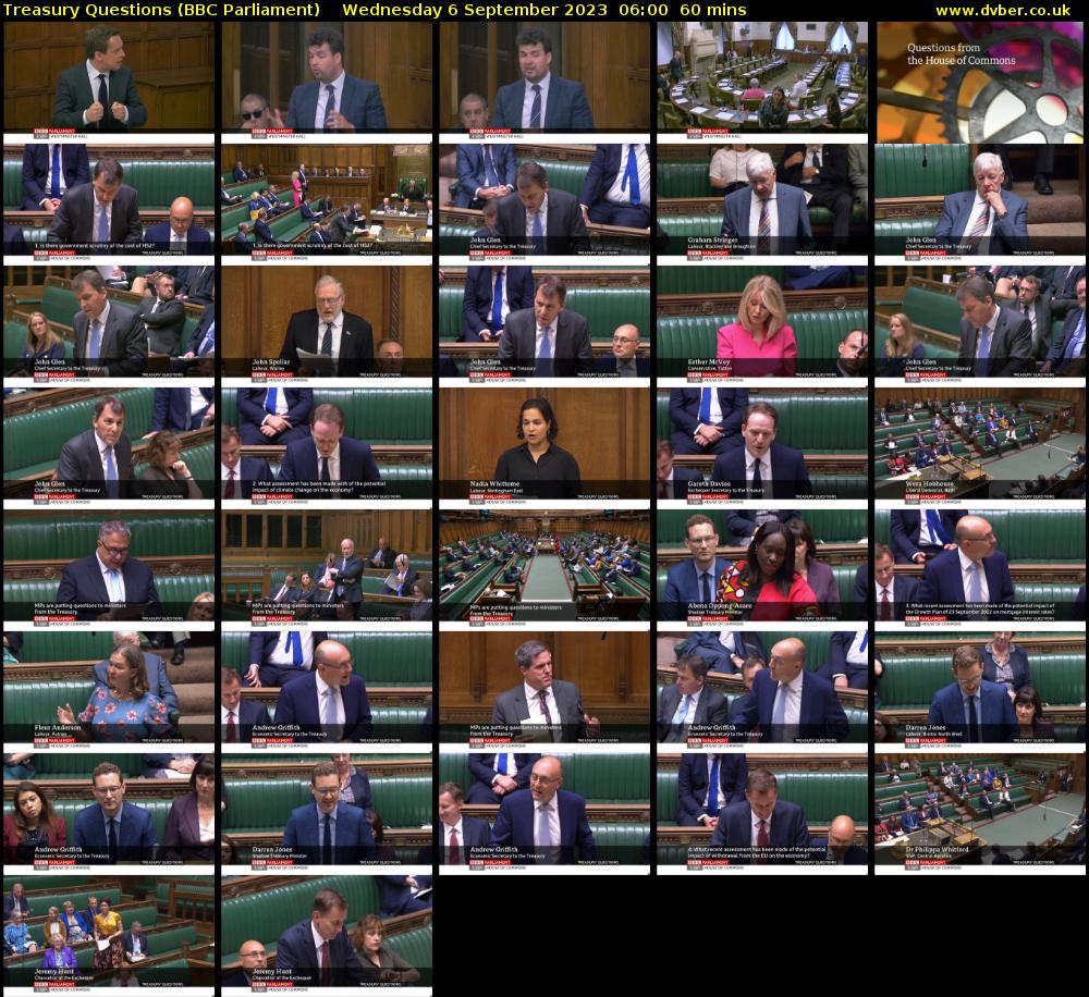 Treasury Questions (BBC Parliament) Wednesday 6 September 2023 06:00 - 07:00