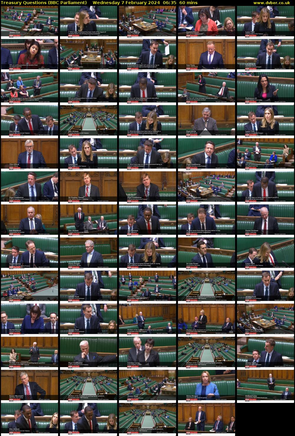 Treasury Questions (BBC Parliament) Wednesday 7 February 2024 06:35 - 07:35