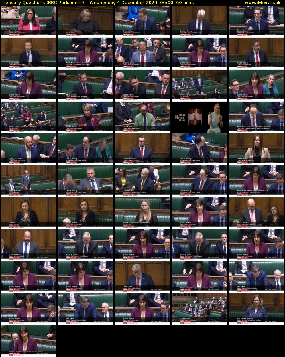 Treasury Questions (BBC Parliament) Wednesday 4 December 2024 06:00 - 07:00