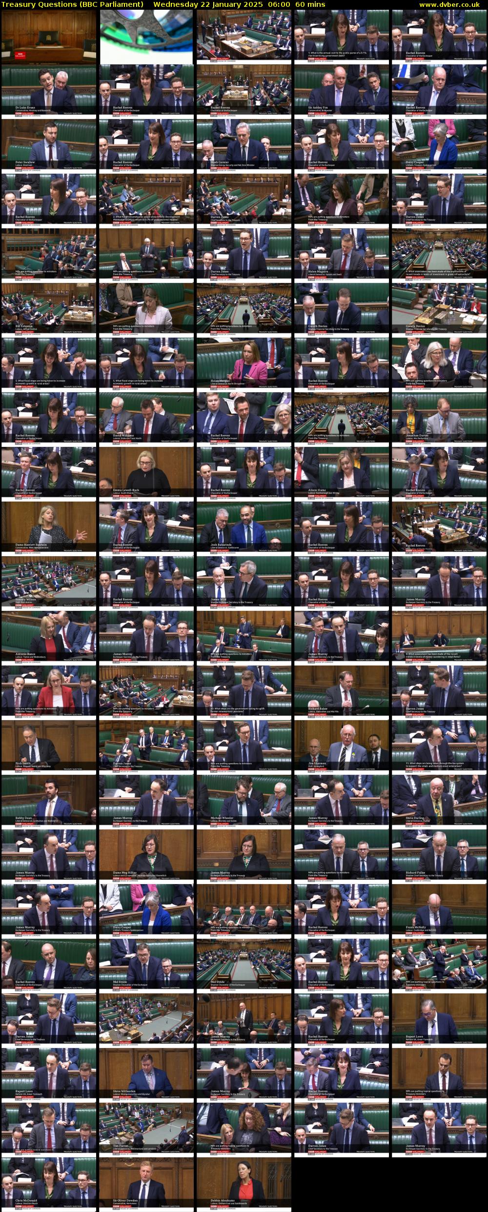 Treasury Questions (BBC Parliament) Wednesday 22 January 2025 06:00 - 07:00