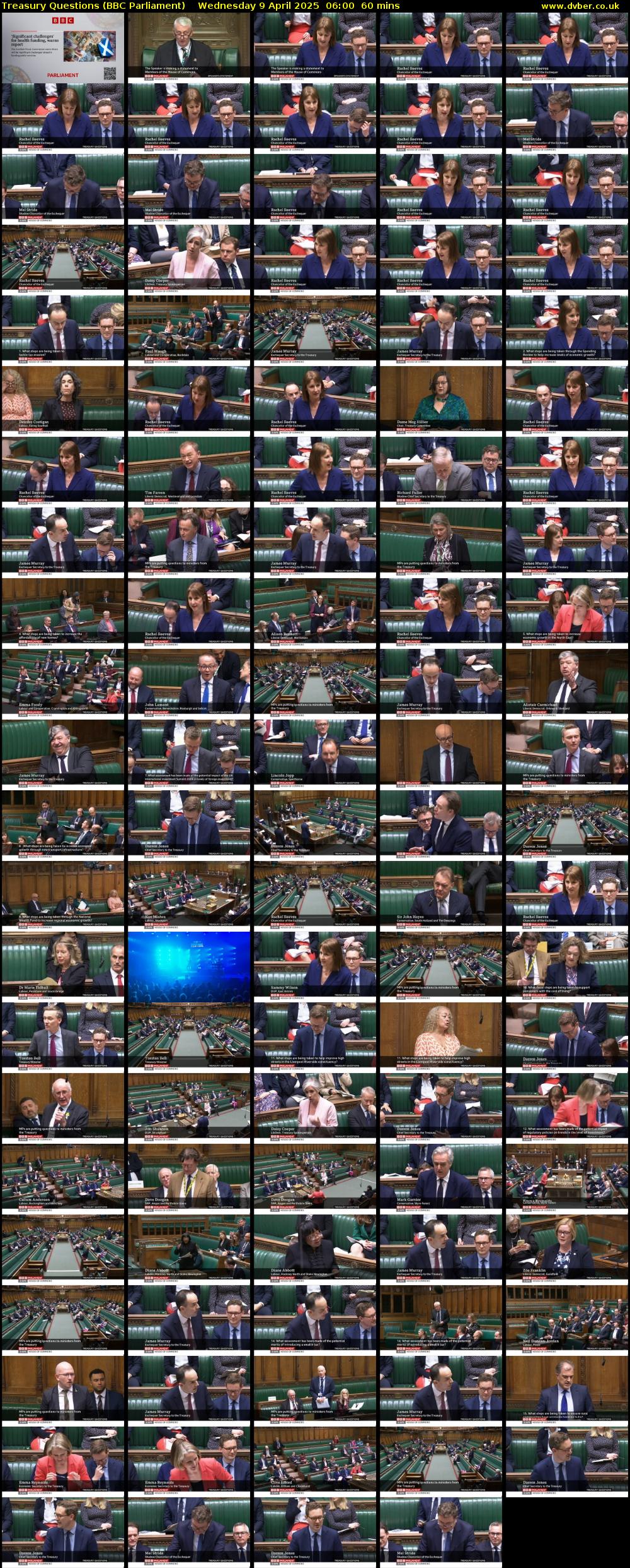 Treasury Questions (BBC Parliament) Wednesday 9 April 2025 06:00 - 07:00